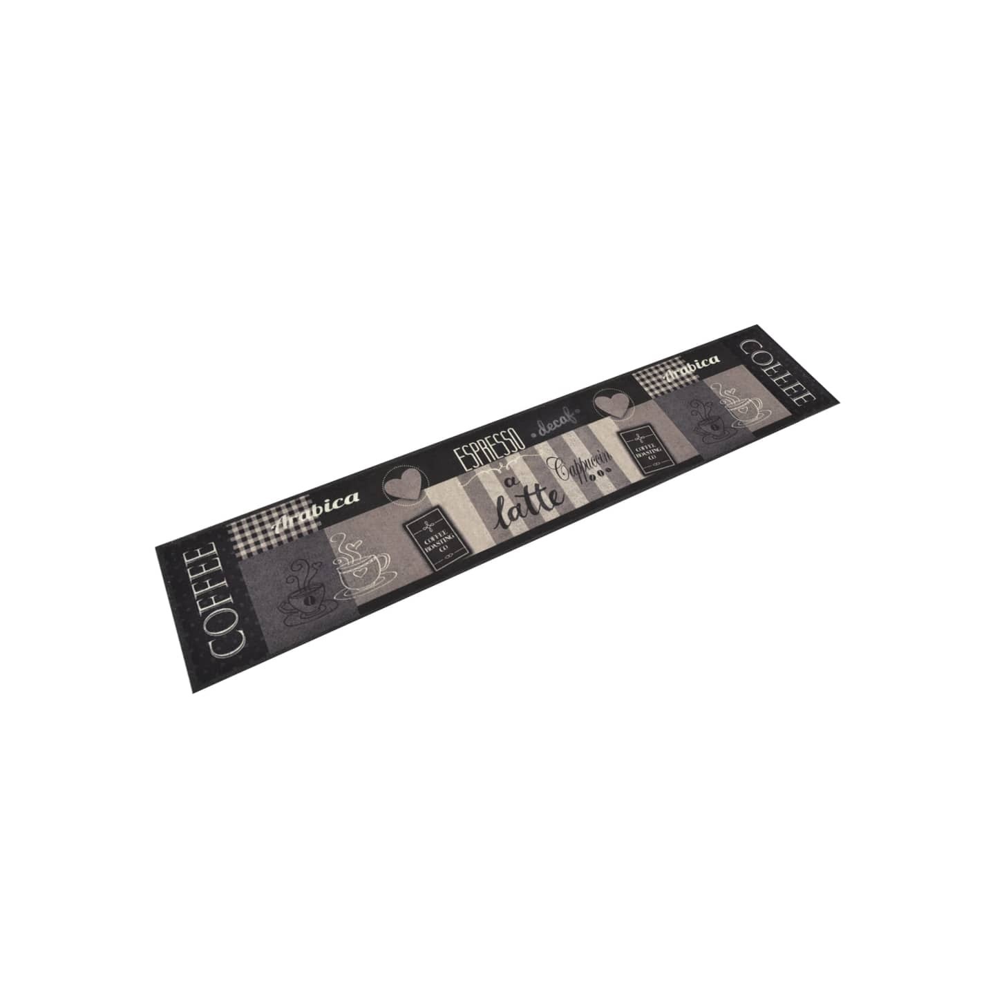 Tapis de cuisine lavable impression café noir 60x300 cm velours