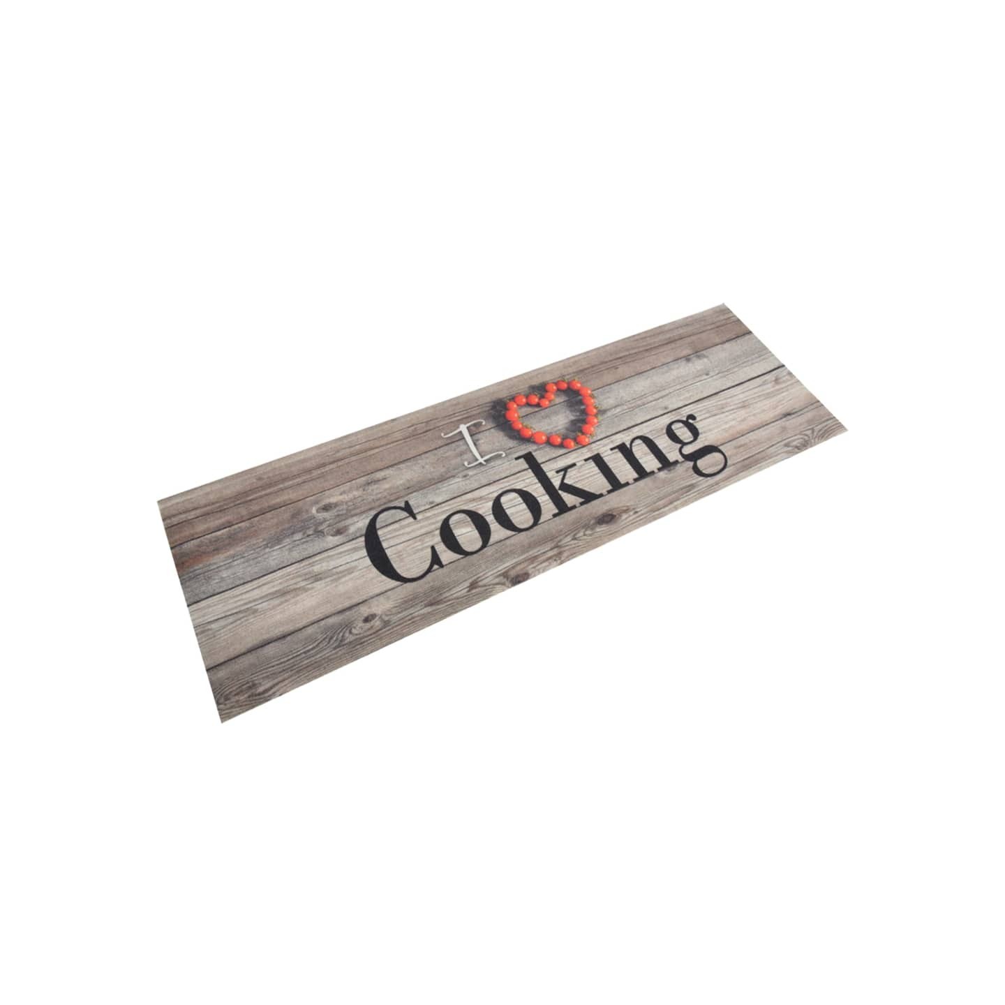 Tapis de cuisine lavable impression cuisine gris 60x180 cm