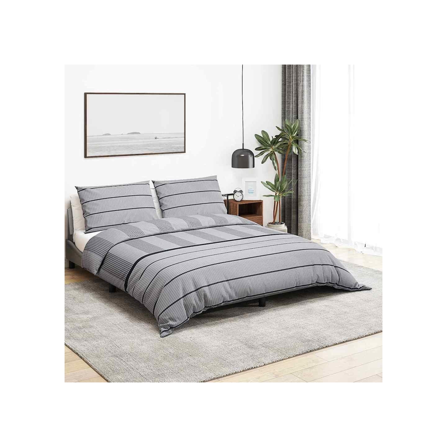Ensemble de housse de couette gris clair 200x200 cm coton