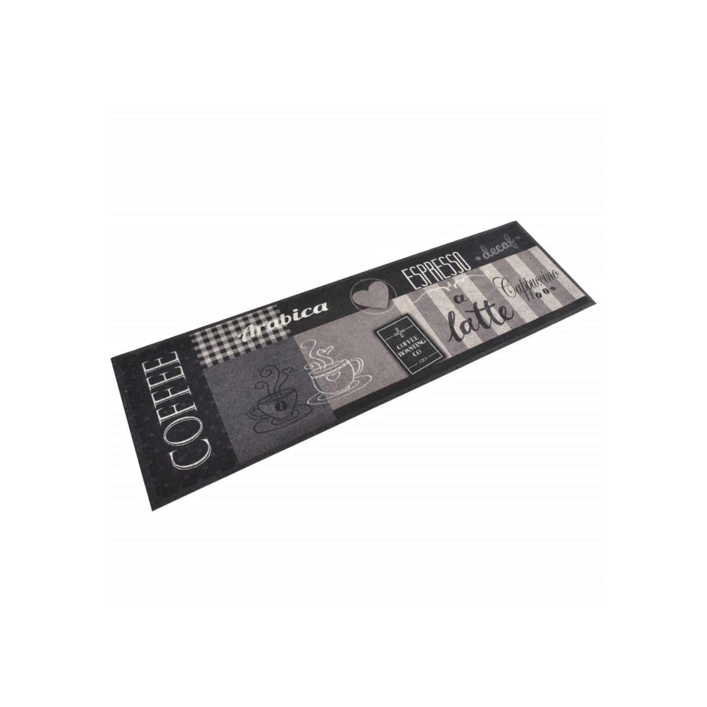 Tapis de cuisine lavable impression café noir 45x150 cm velours