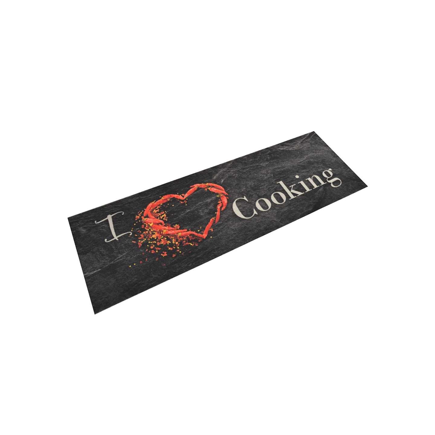 Tapis de cuisine lavable impression cuisine noir 60x180 cm