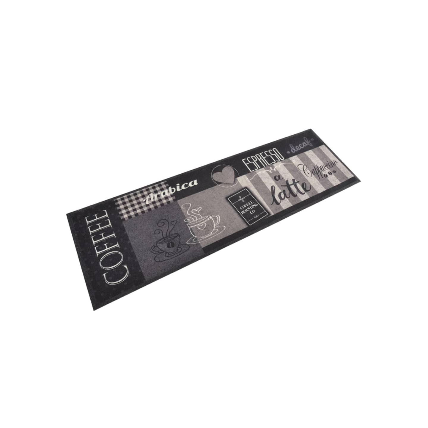Tapis de cuisine lavable impression café noir 60x180 cm velours