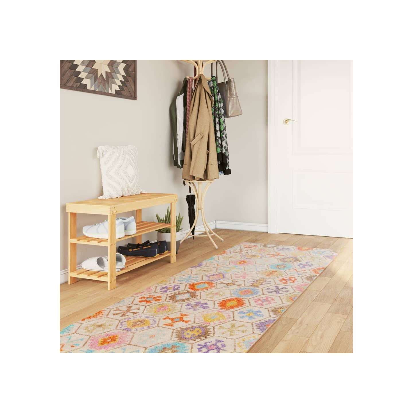 Tapis lavable multicolore 80x300 cm