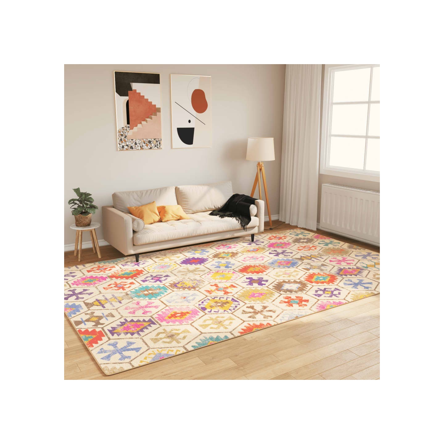 Tapis lavable multicolore 190x300 cm