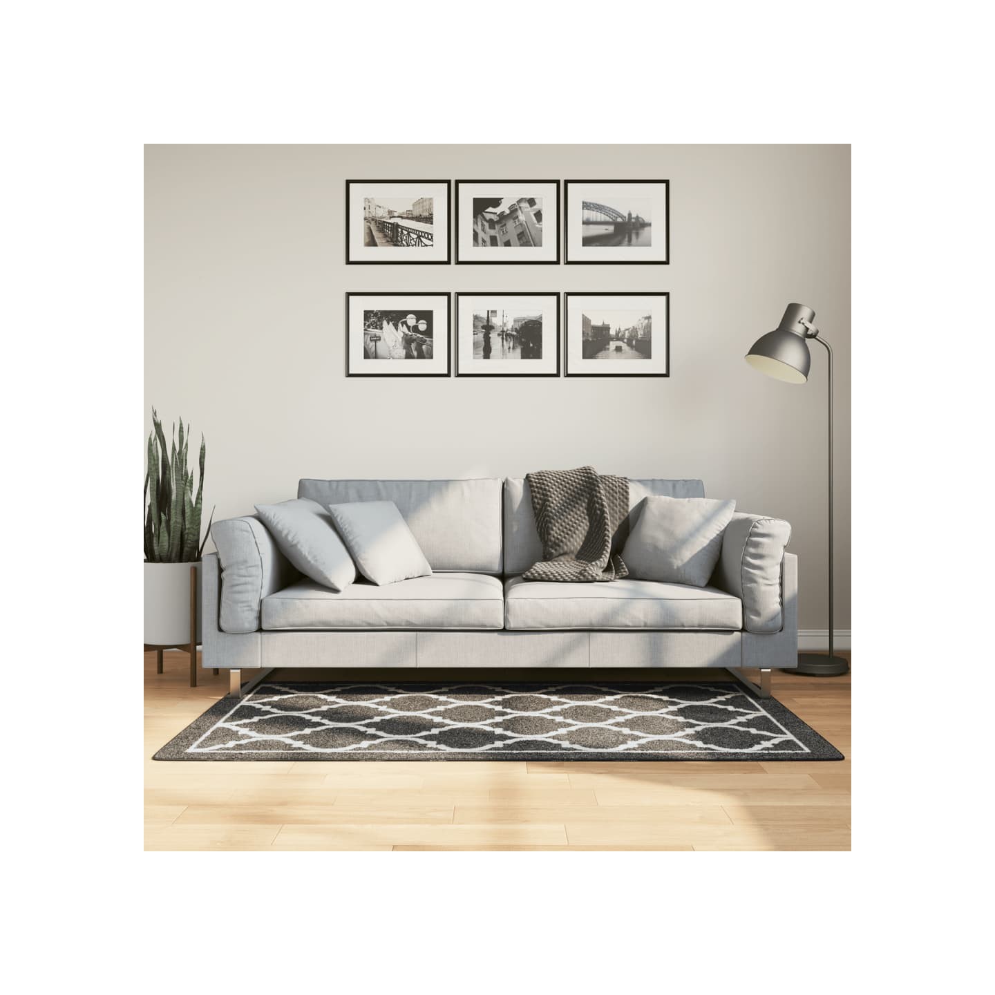 Tapis lavable noir et blanc 80x150 cm