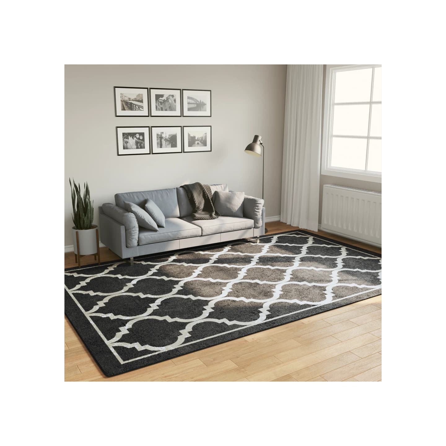 Tapis lavable noir et blanc 190x300 cm