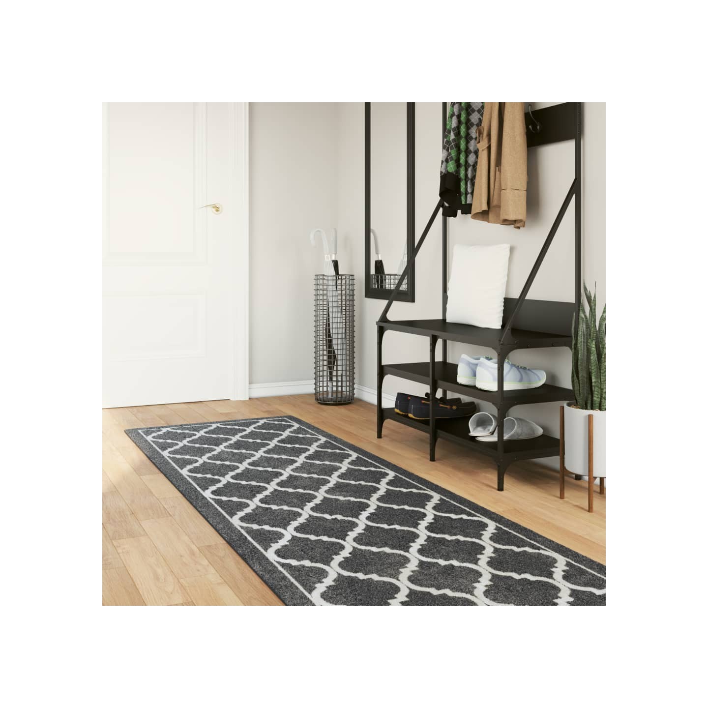 Tapis lavable noir et blanc 80x300 cm