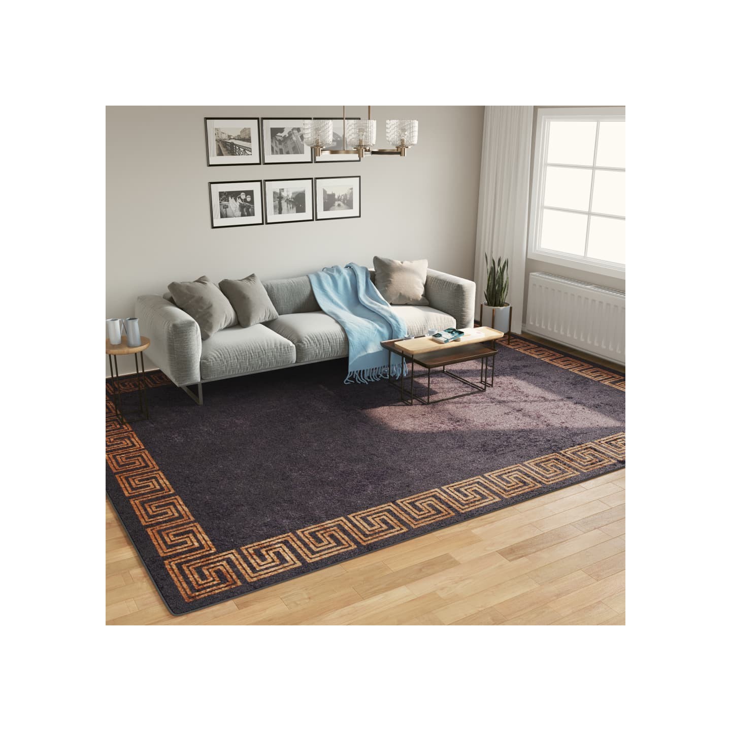 Tapis lavable noir et doré 400x300 cm