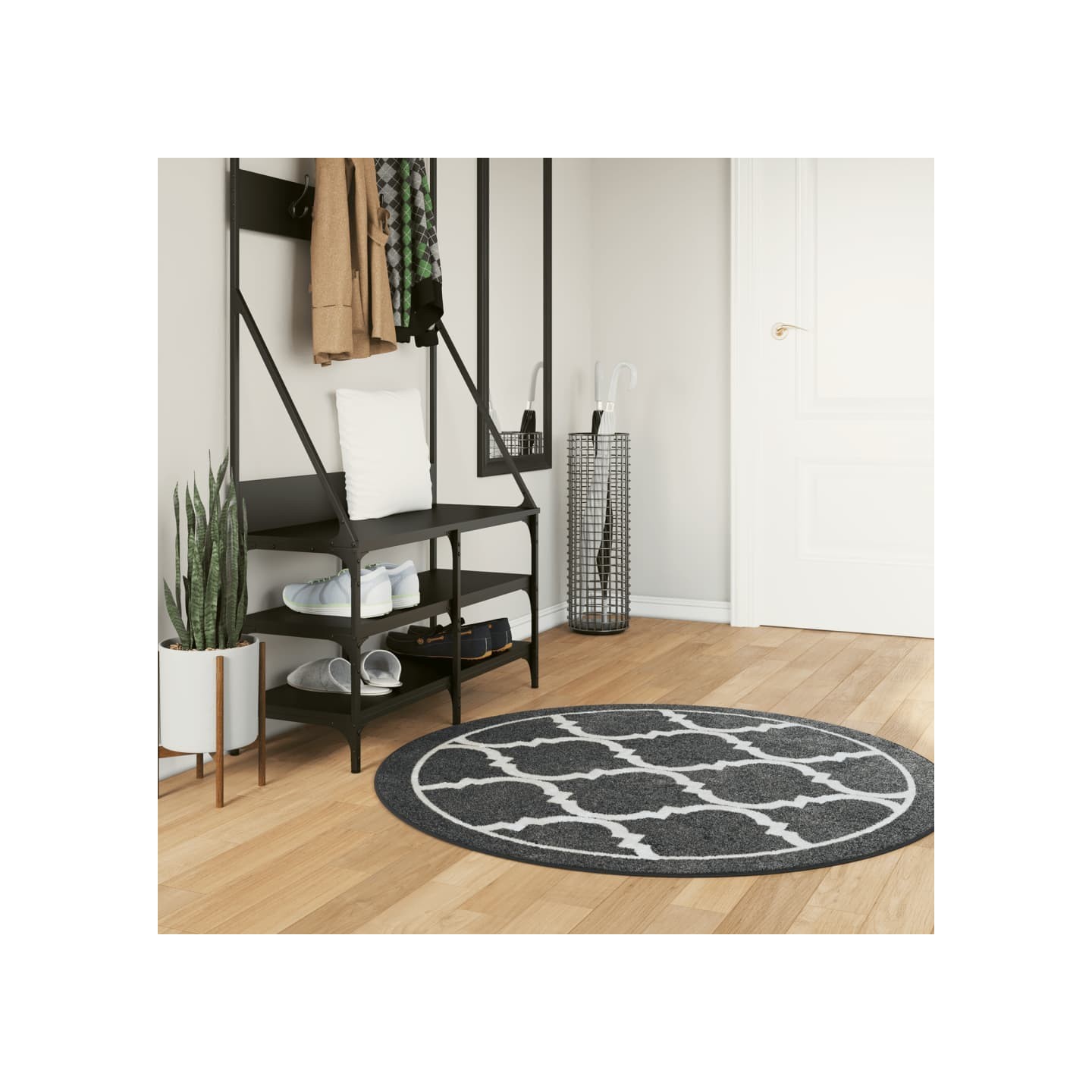 Tapis lavable noir et blanc Ø 120 cm