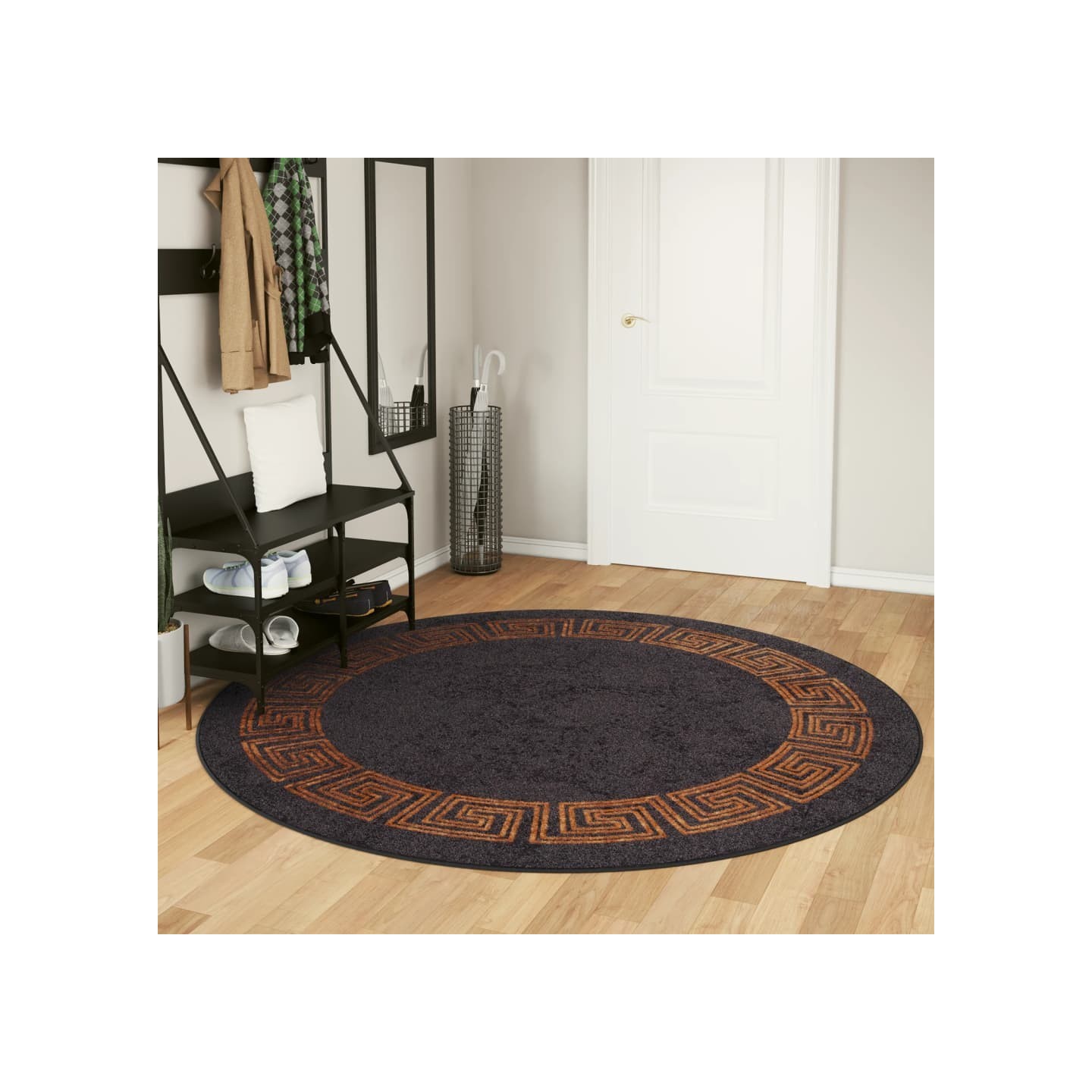 Tapis lavable noir et doré Ø 200 cm