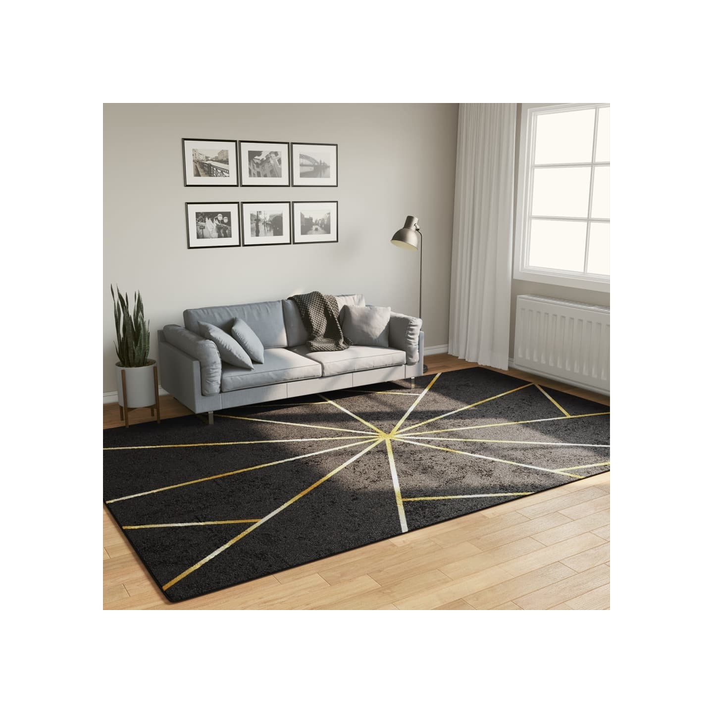 Tapis lavable noir et doré 190x300 cm