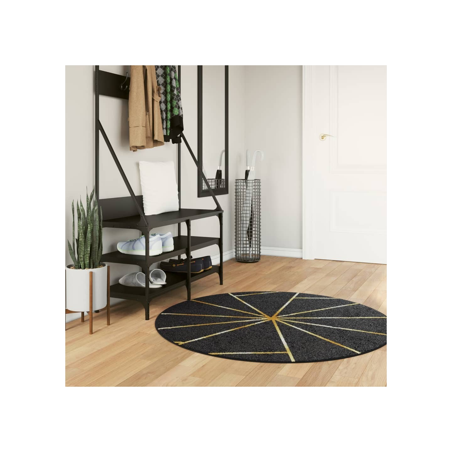 Tapis lavable noir et doré Ø 120 cm