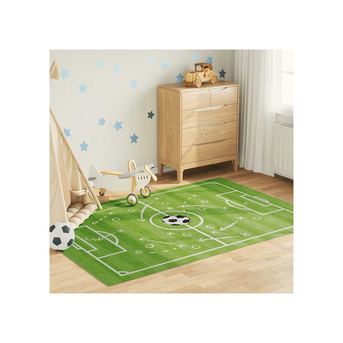 Tapis enfant 160x230cm terrain de football lavable