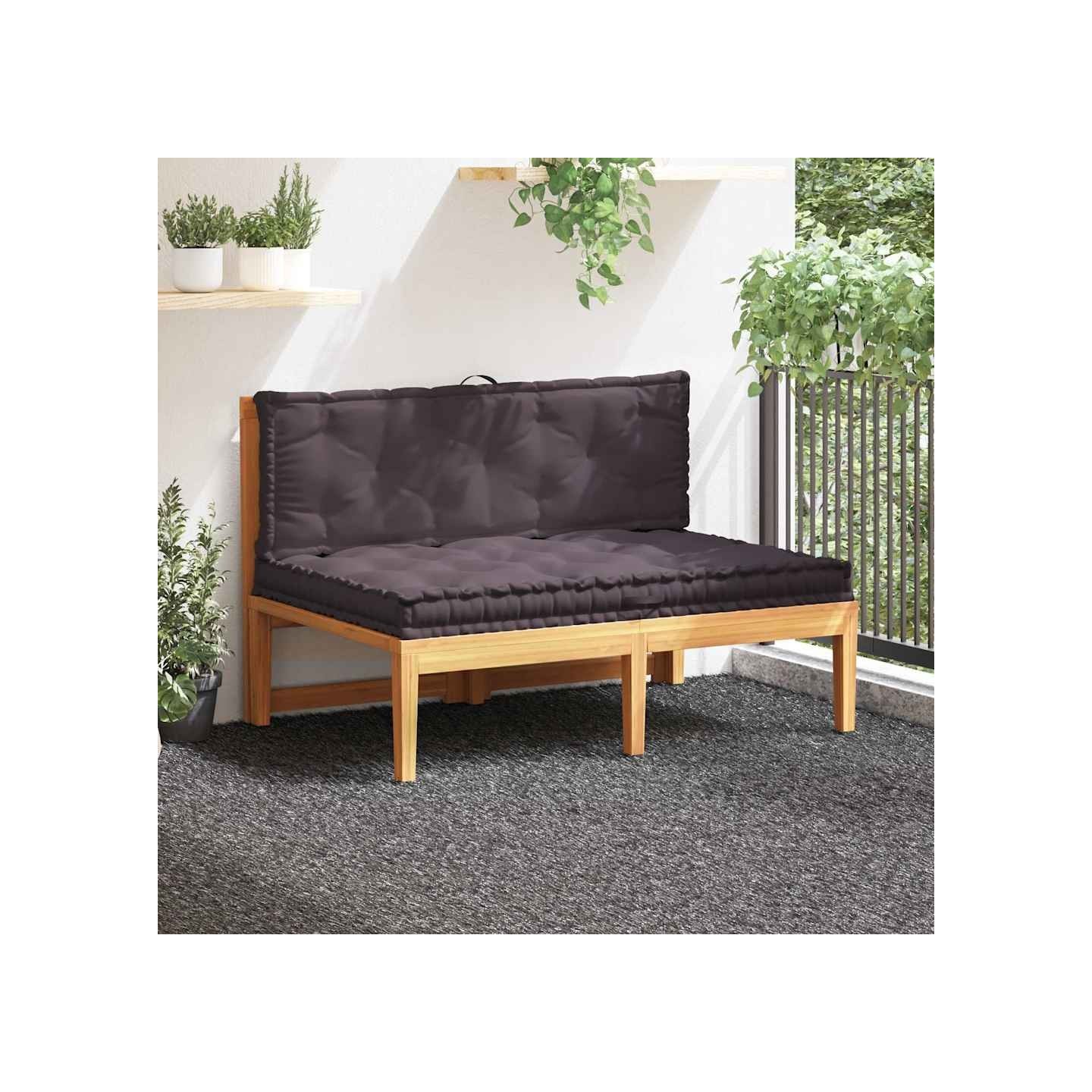Coussins de plancher de palette lot de 2 Coton Anthracite