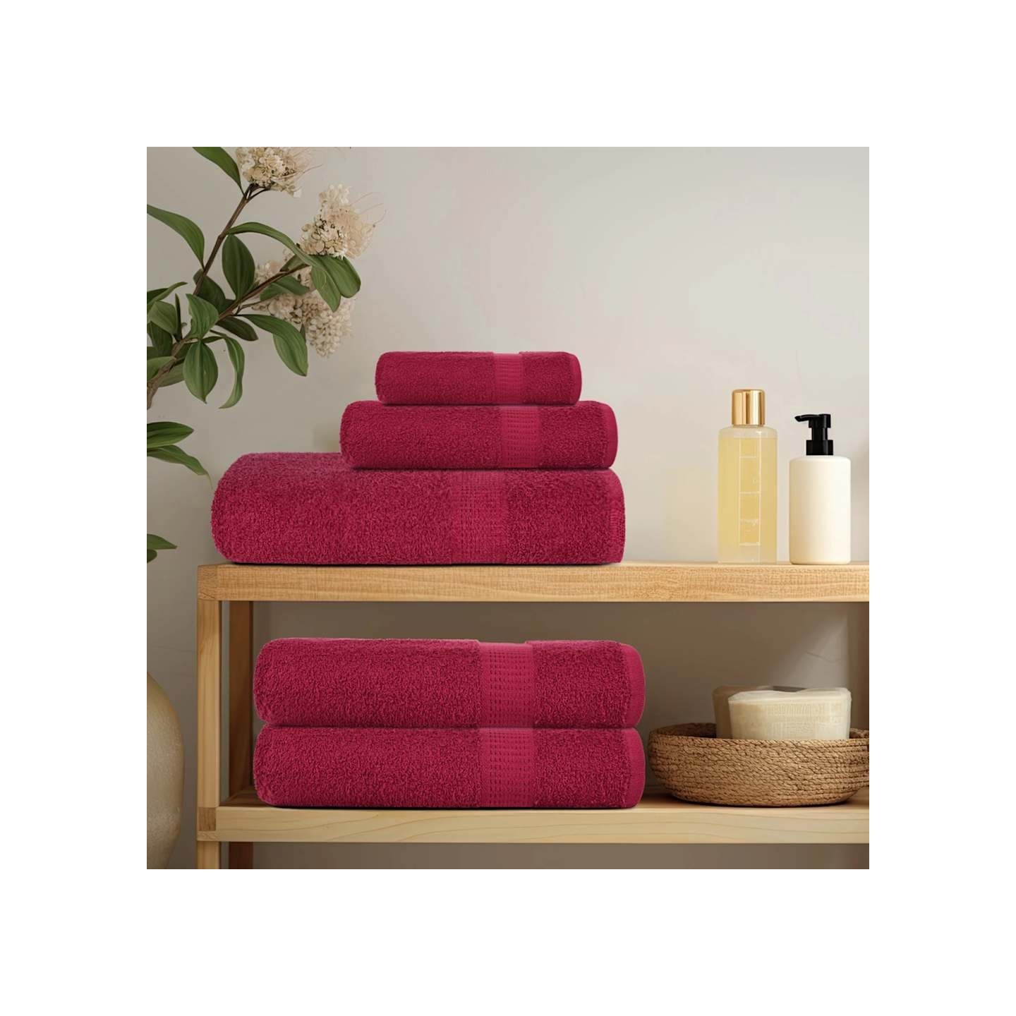 Serviettes de bain FROGN 4 pcs bordeaux 100x150cm 360 g/m²