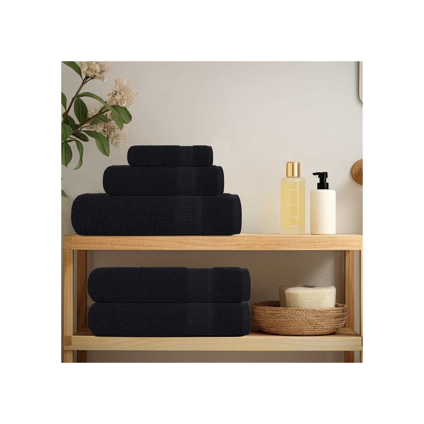 Serviettes de toilette FROGN 10 pièces Noir 30x30 cm 360 g/m²