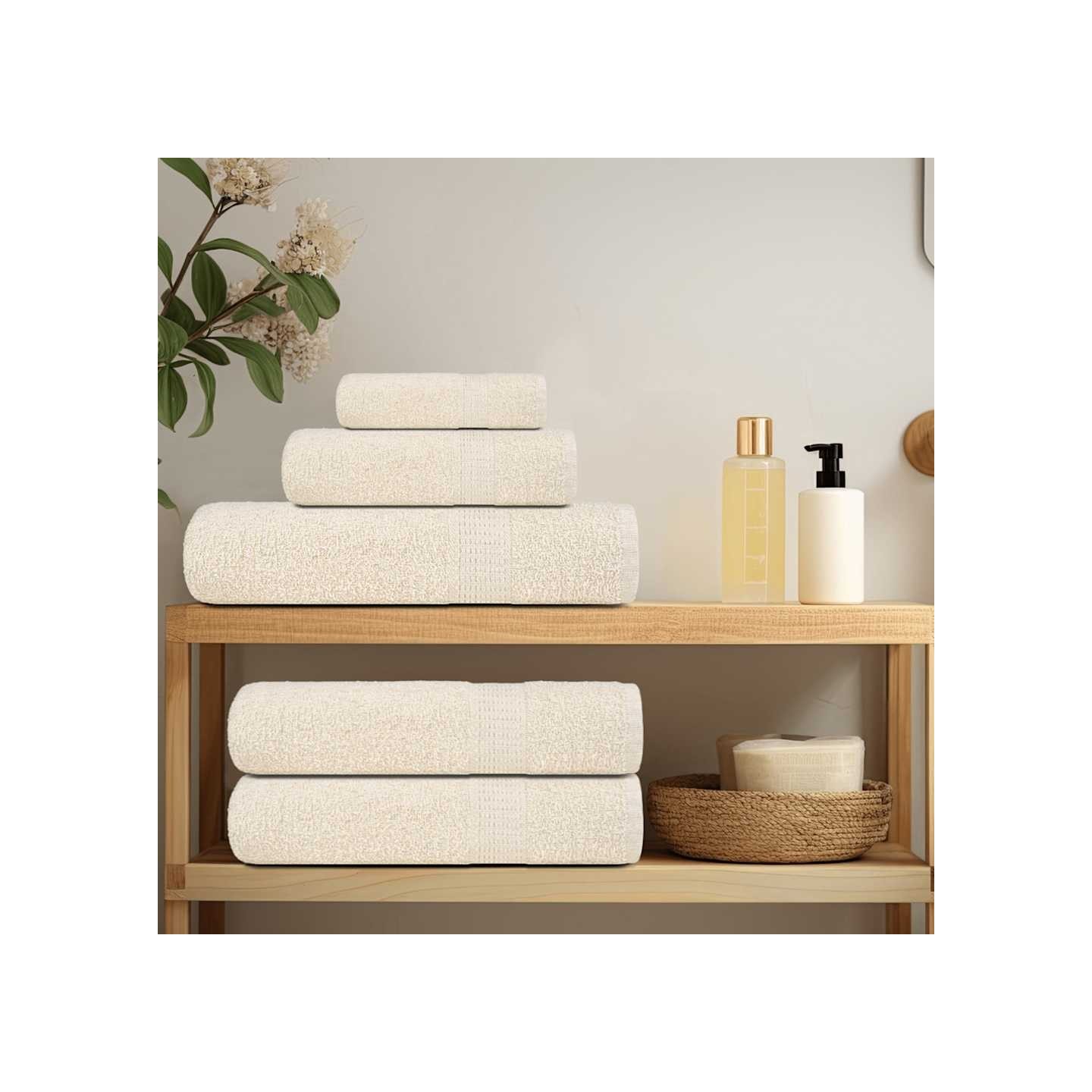 Serviettes de douche FROGN 10 pcs crème 70x140 cm 360 g/m²