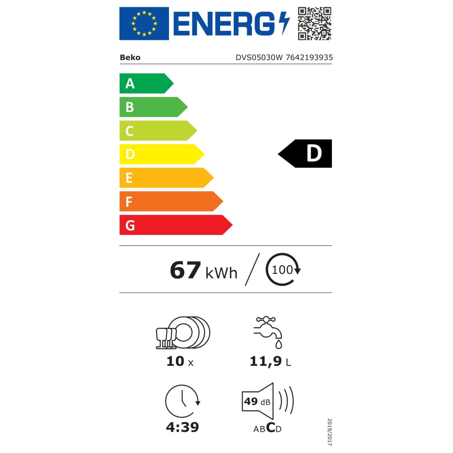 Lave-vaisselle Beko DVS05030W 45 cm 10 couverts | Nimestore