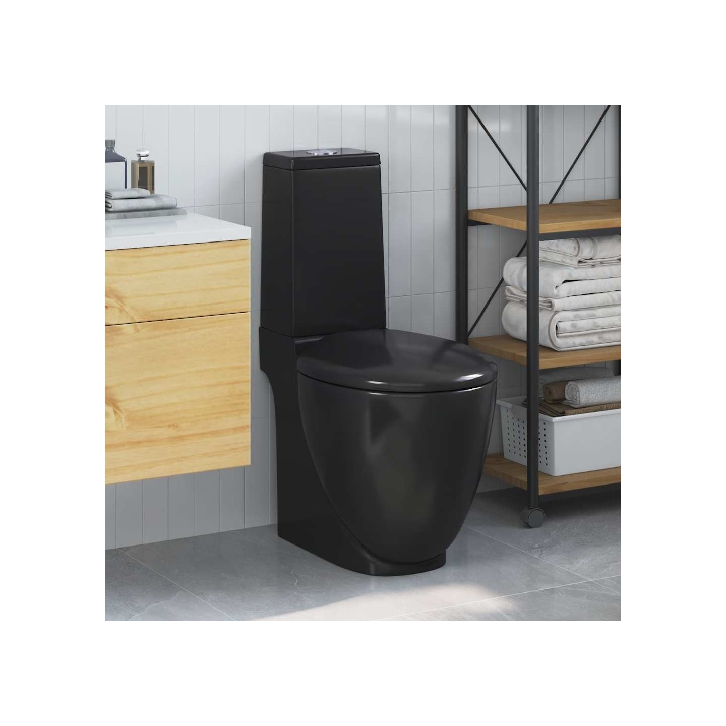 Toilette en céramique écoulement d'eau à l'arrière noir