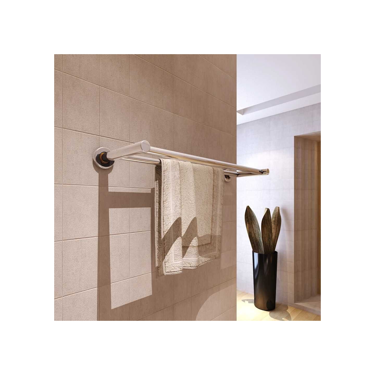 Porte serviettes double - Barre Fixe 2 tubes