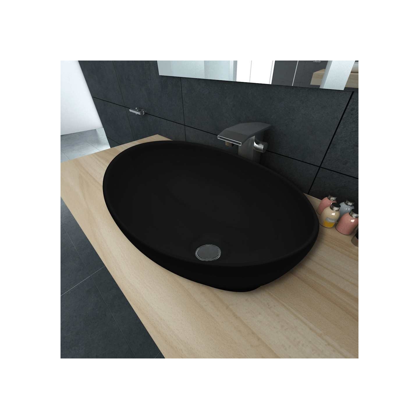 Lavabo ovale Céramique 40 x 33 cm Noir