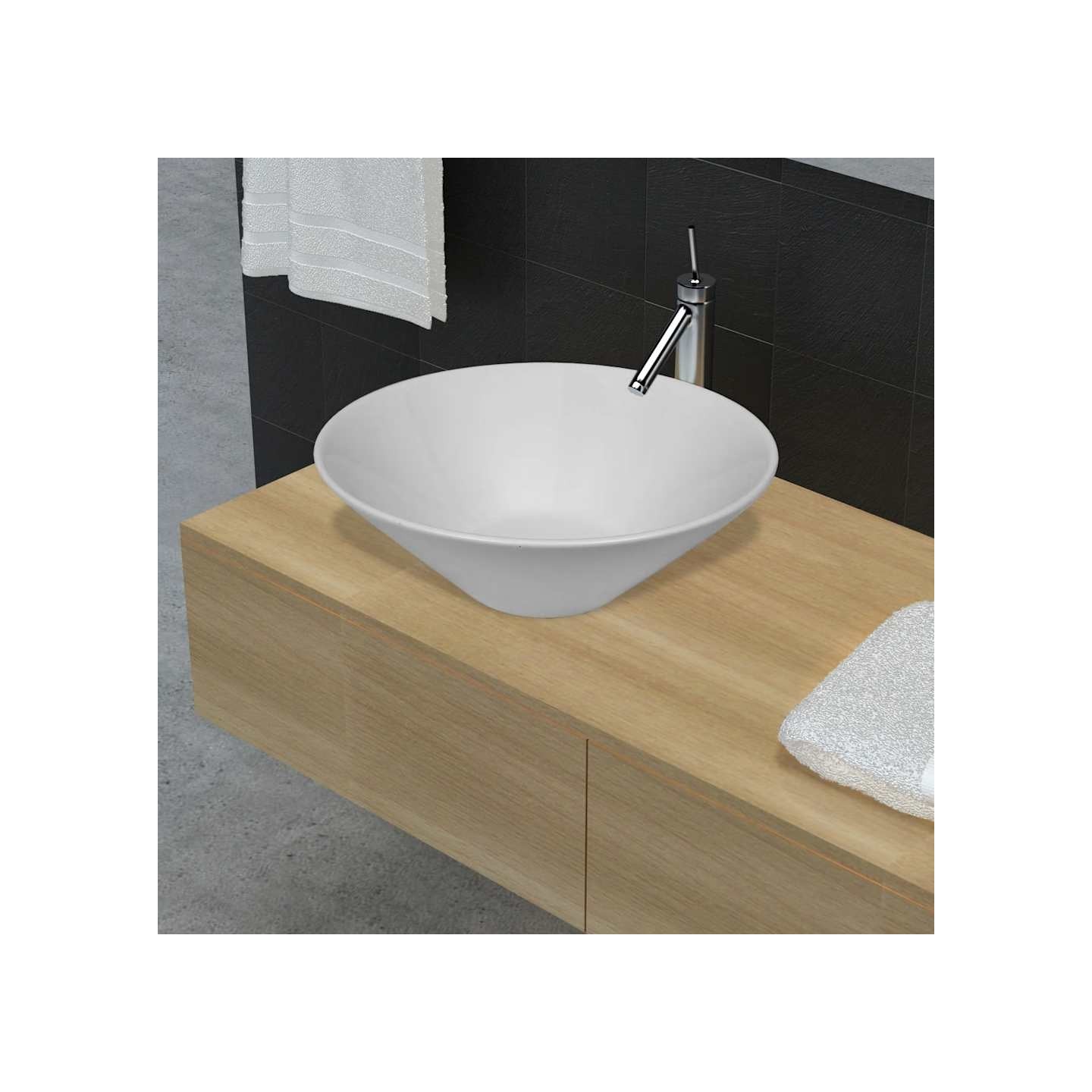 Lavabo de salle de bain en porcelaine Blanc