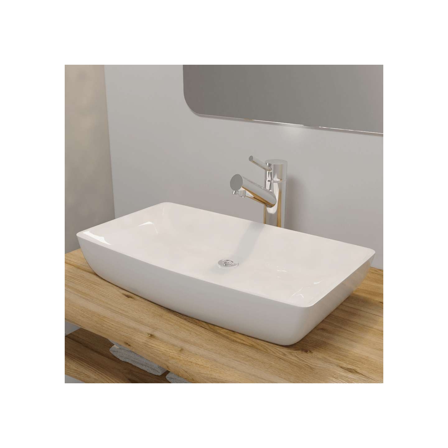 Lavabo rectangulaire Céramique Blanc 71 x 39 cm