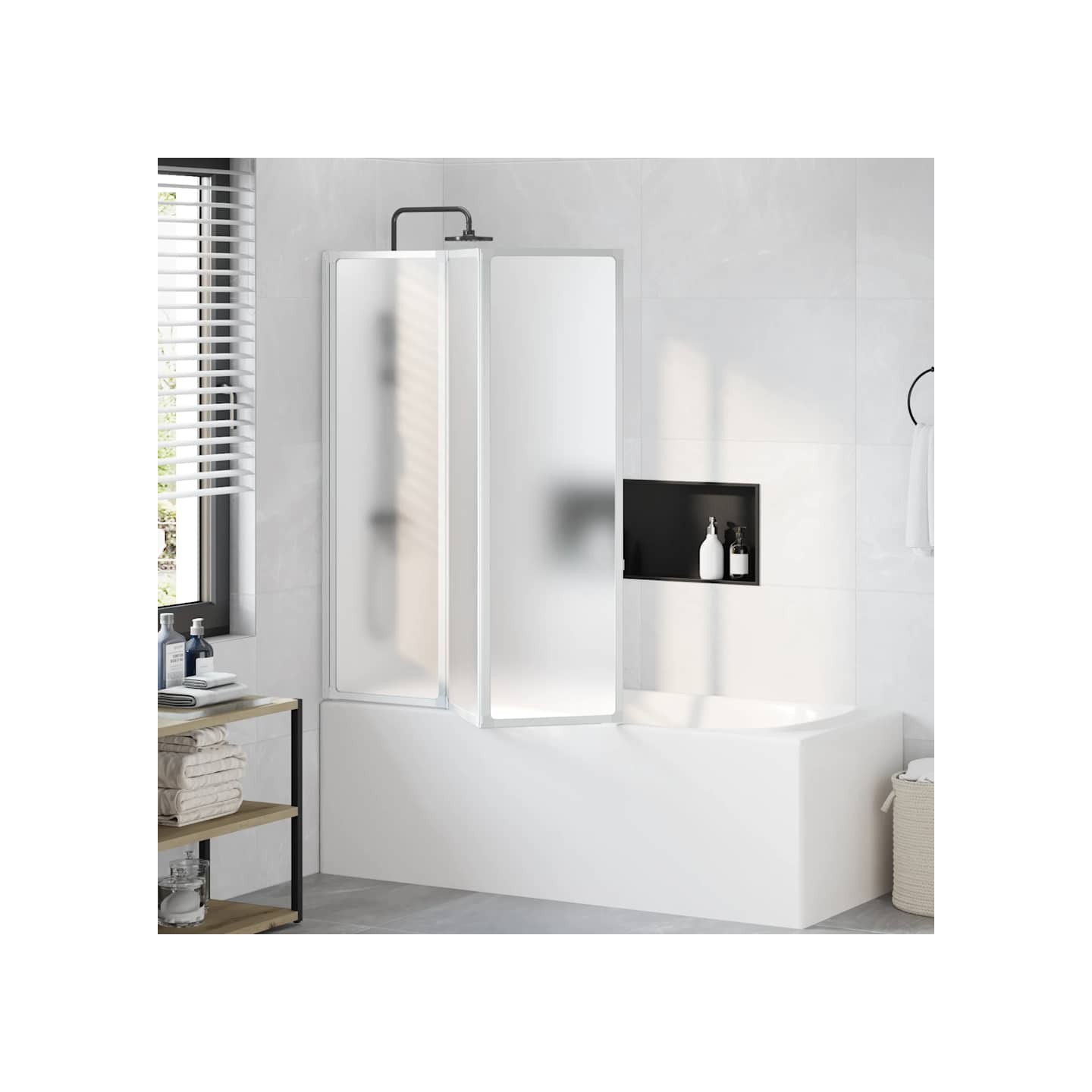 Pare baignoire à 3 volets rétractables 141 x 132 cm