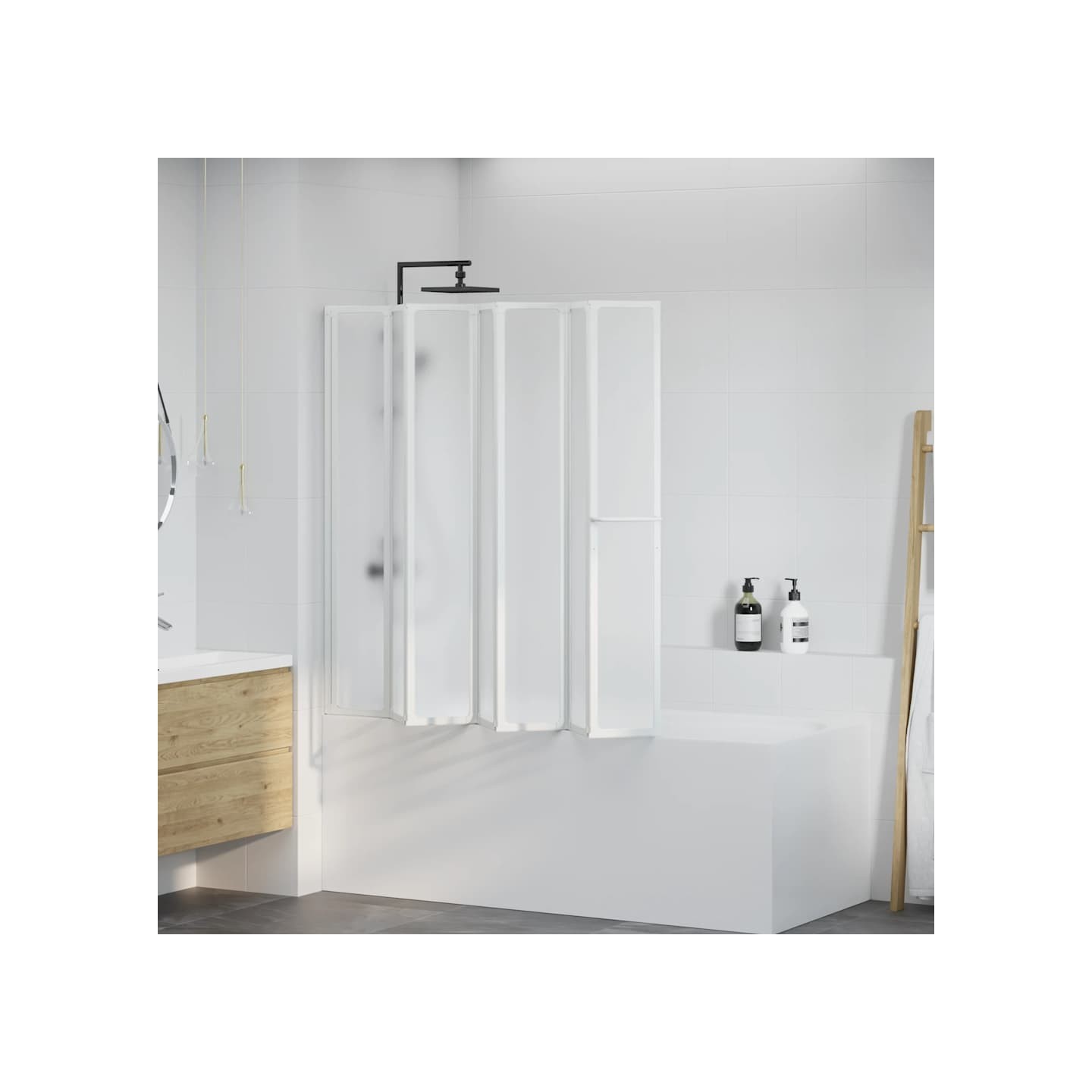 Pare baignoire à 7 volets avec porte-serviettes 140 x 168 cm