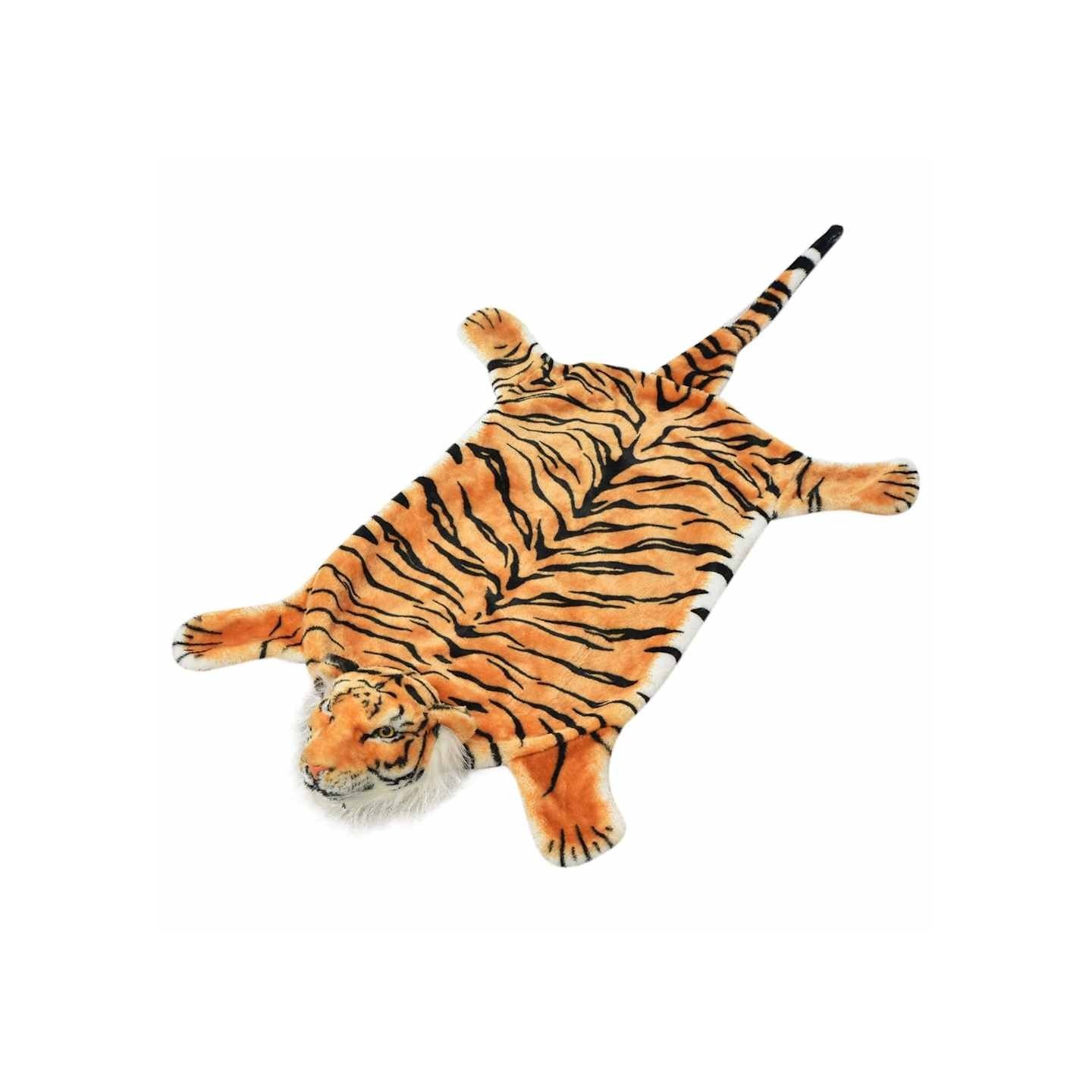 Tapis en peluche en forme de tigre 144 cm Marron