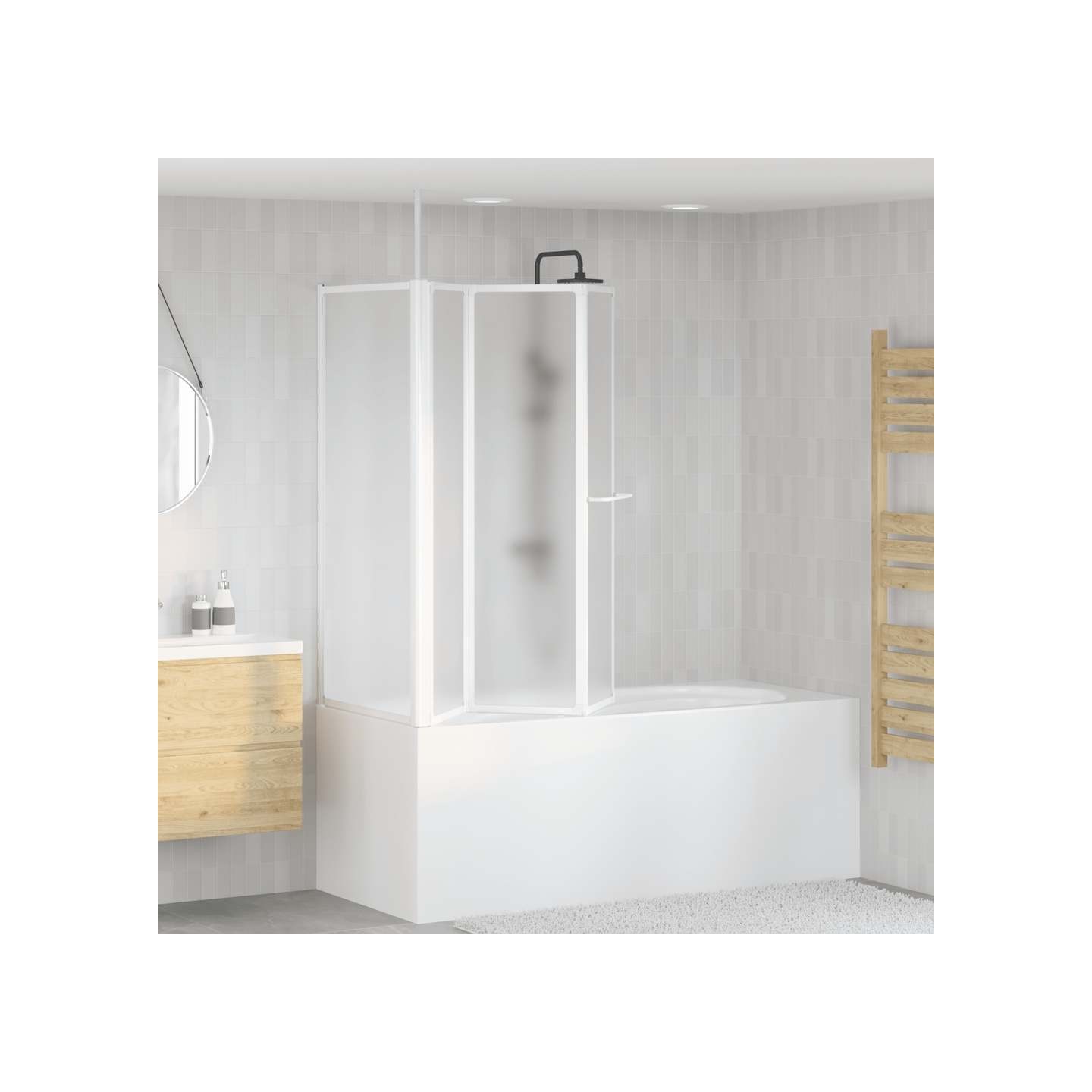 Pare baignoire en L 70x120x137 cm 4 panneaux pliables