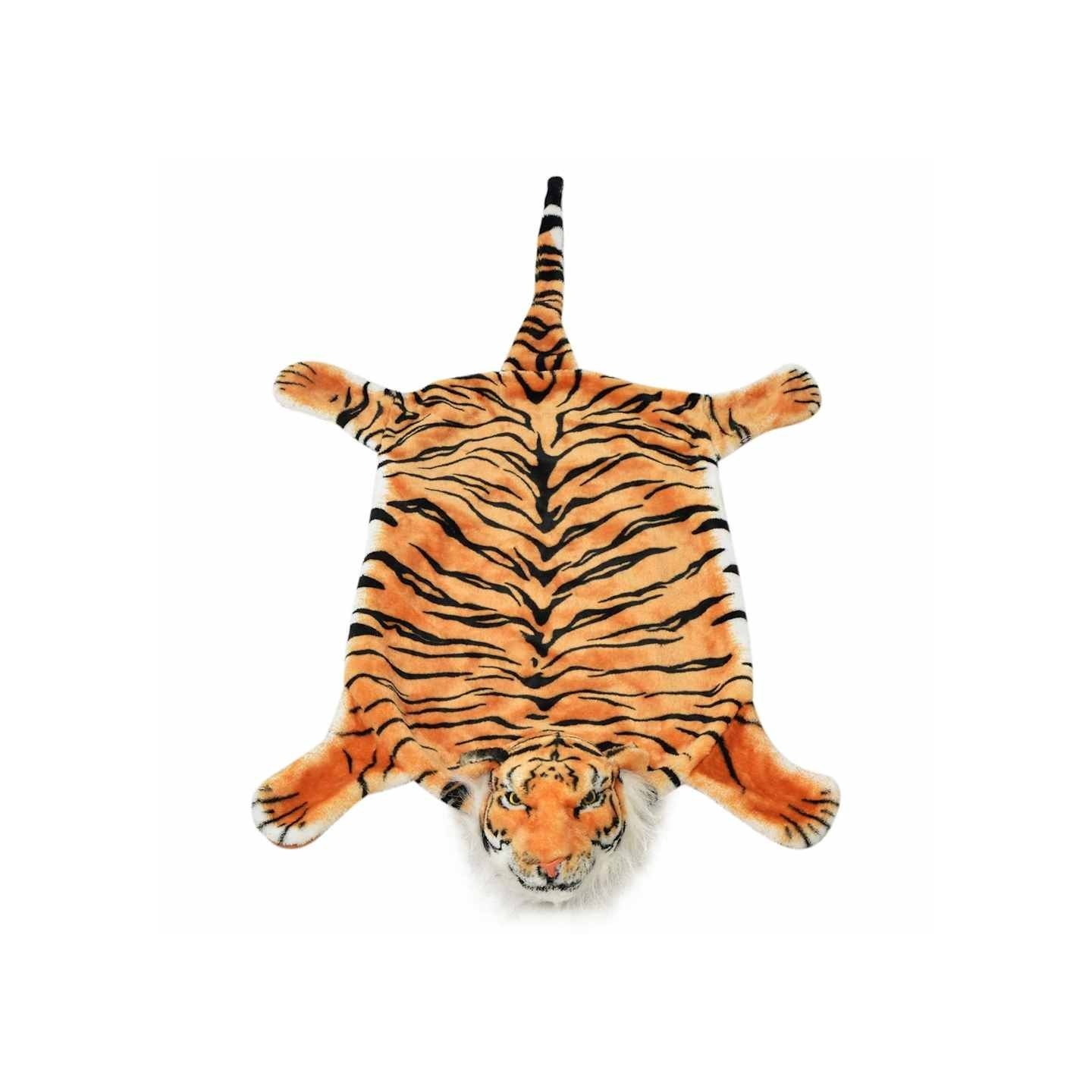 Tapis en peluche en forme de tigre 144 cm Marron