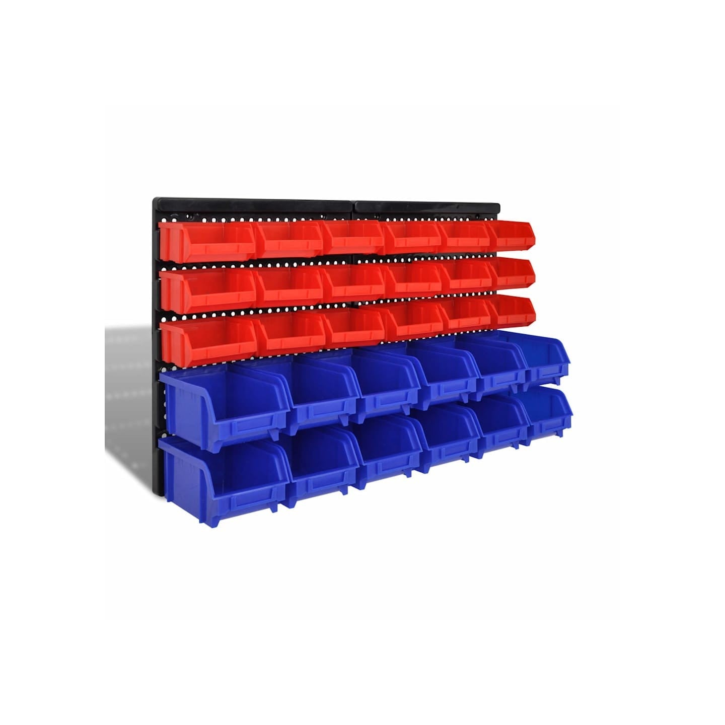 Jeu de paniers muraux de stockage Plastique 30pcs Bleu et rouge