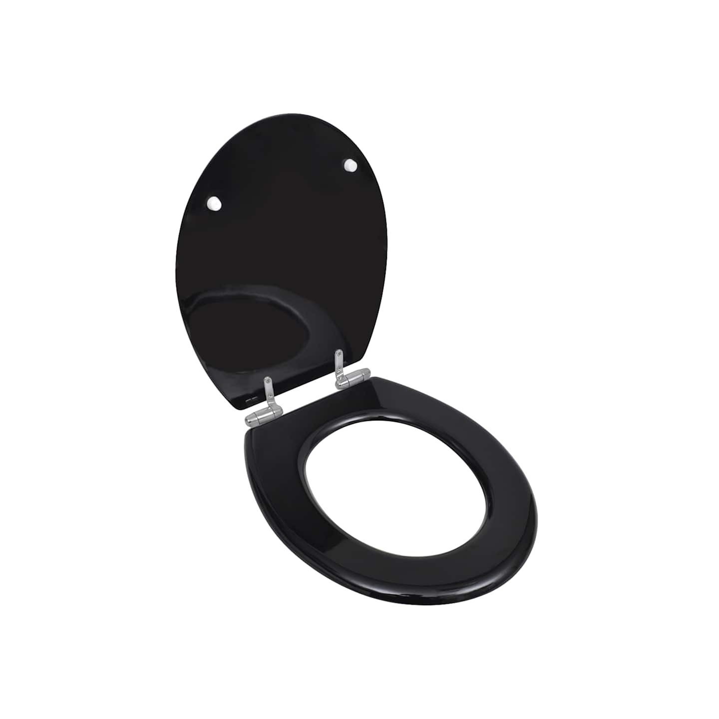 Siège de toilette MDF Couvercle à fermeture en douceur Noir