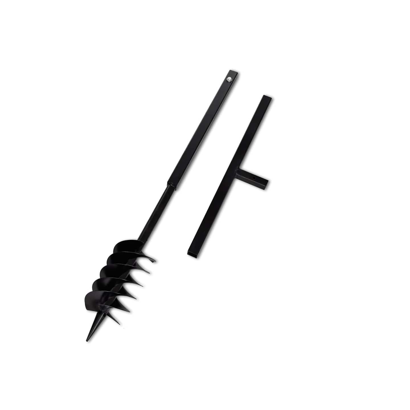 Tarière de sol avec mèche de tarière spirales 120 mm Acier Noir