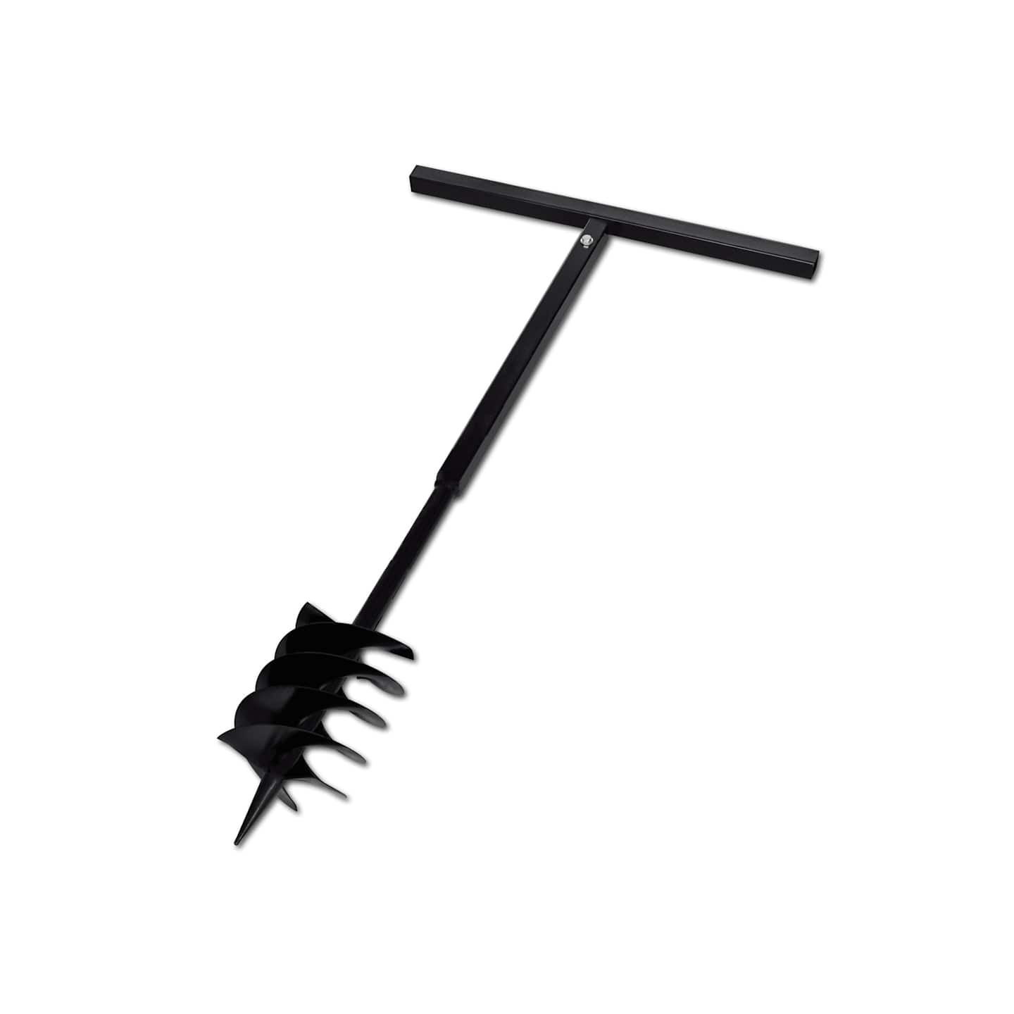 Tarière de sol avec mèche de tarière 180 mm Acier Noir