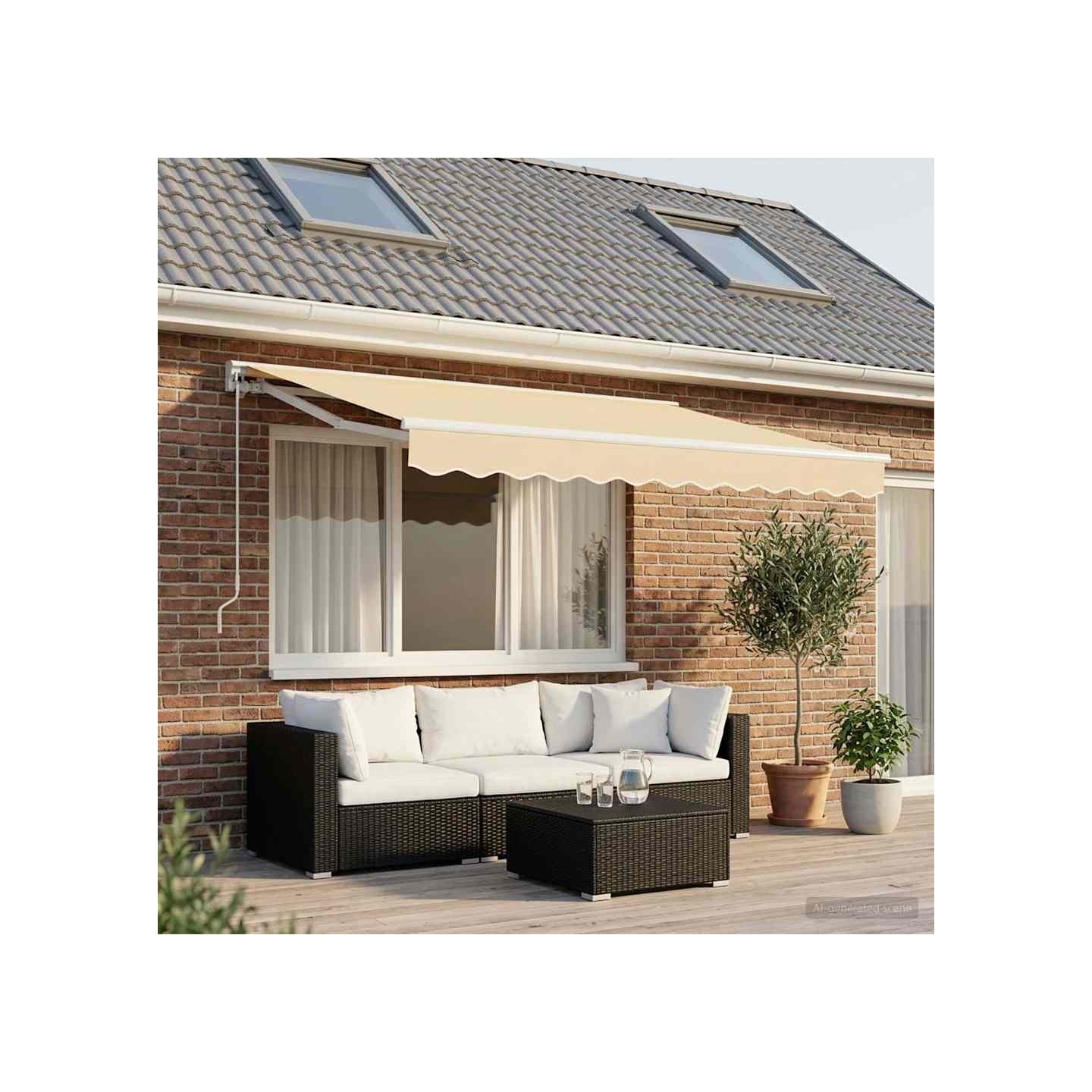 Tissu de remplacement pour auvent couleur crème 300x250 cm polyester