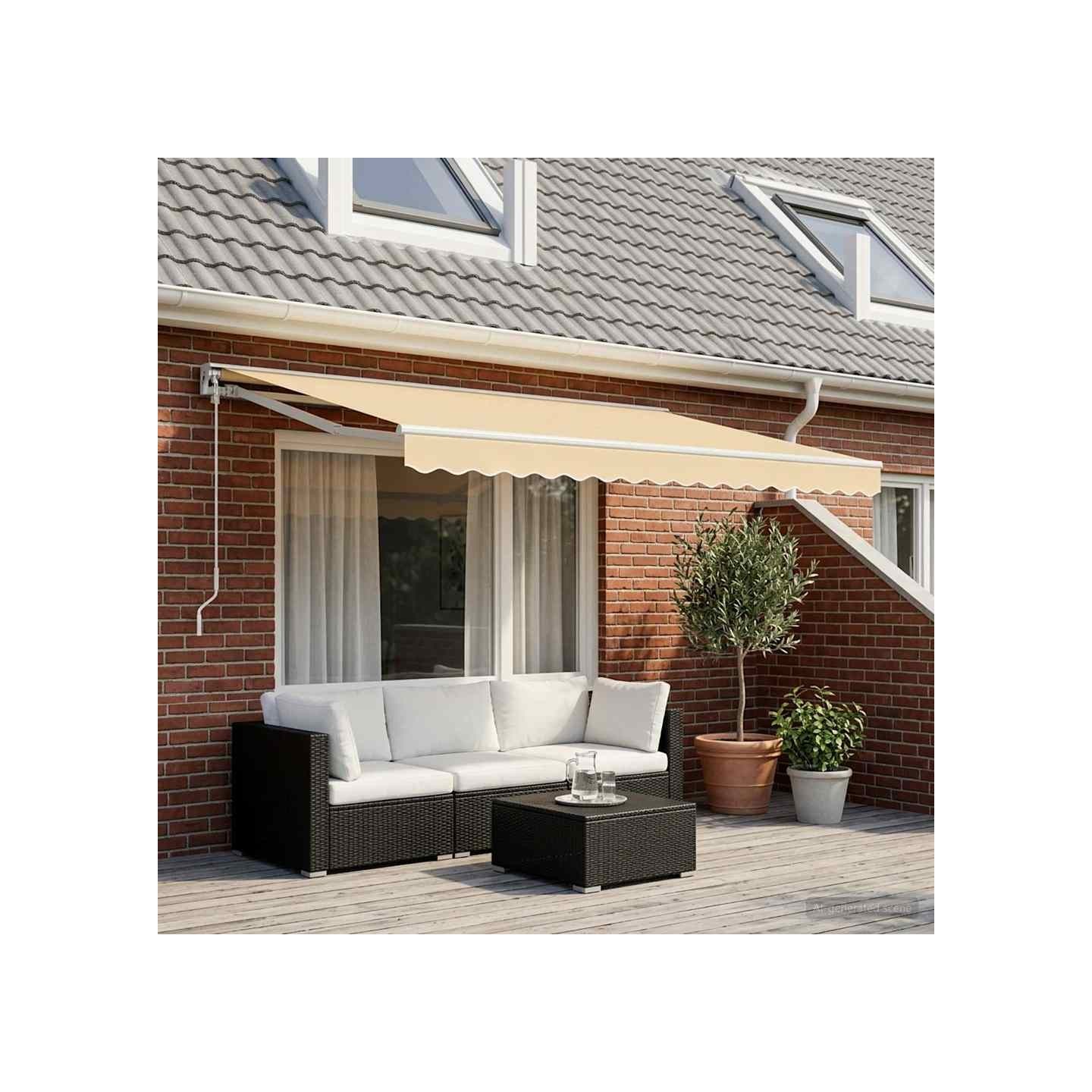 Tissu de remplacement pour auvent couleur crème 400x300 cm polyester