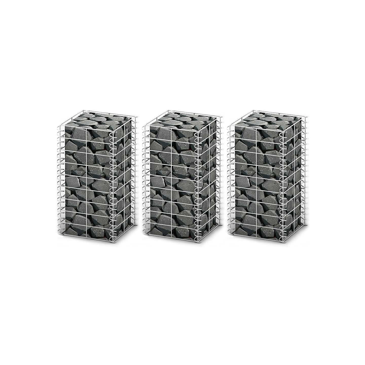 Jeu de panier de gabion 3 pcs Fil galvanisé 25x25x50 cm