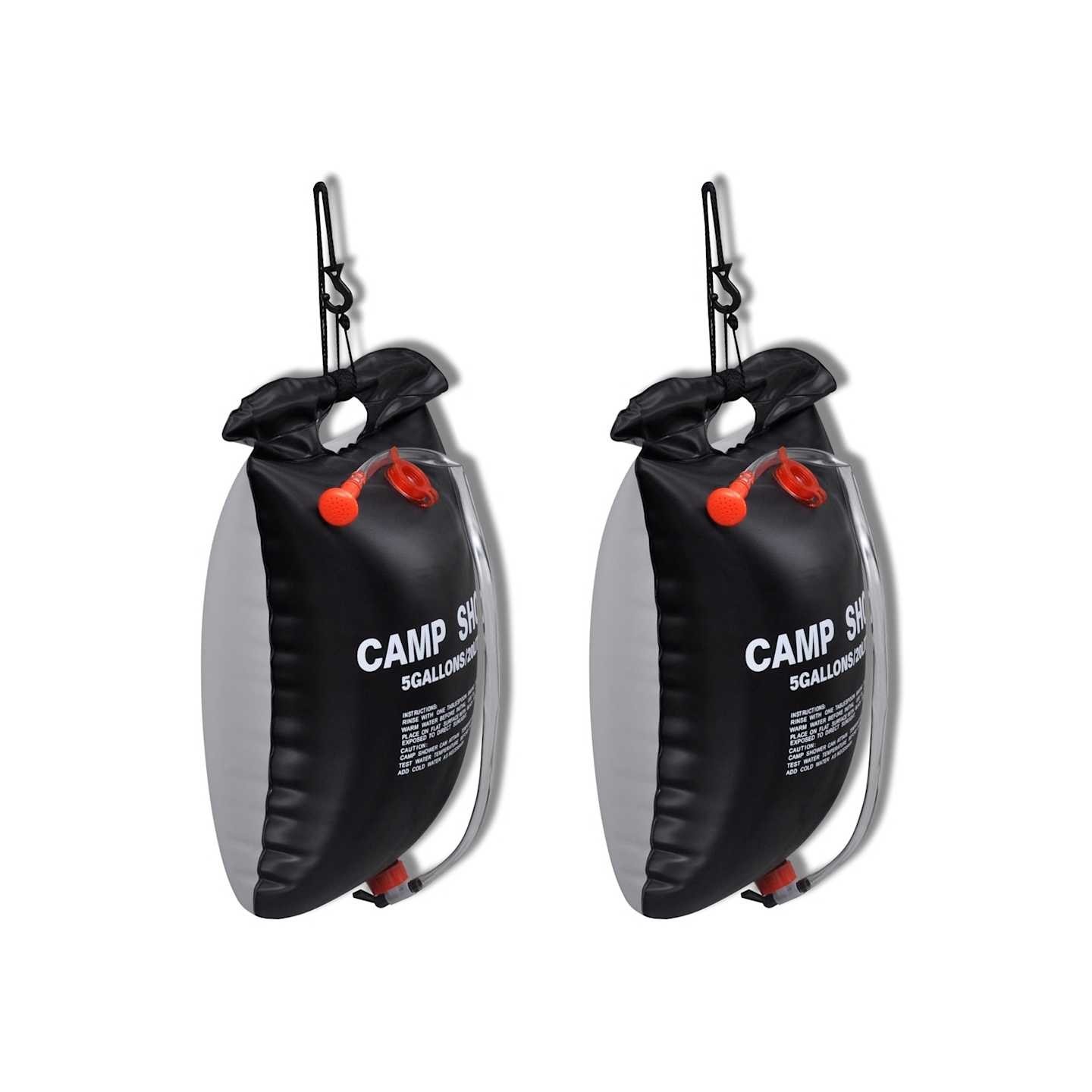 Douche solaire de camping et voyage 20 L 2 pcs