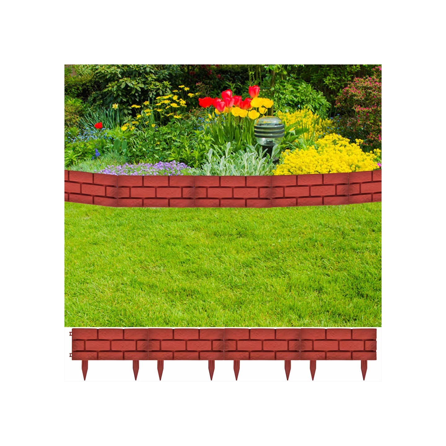 Clôture de jardin avec design de briques 11 pcs