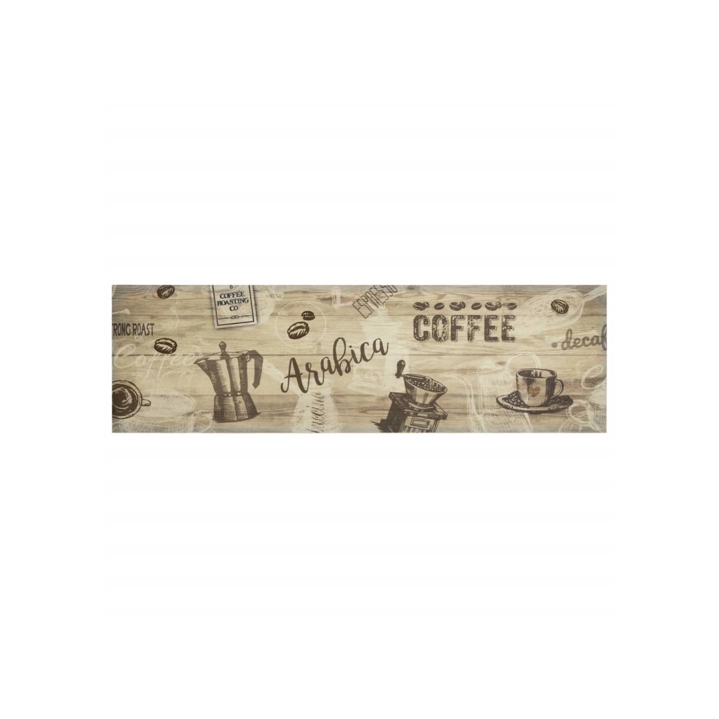 Tapis de cuisine lavable imprimé café marron 45x150 cm velours