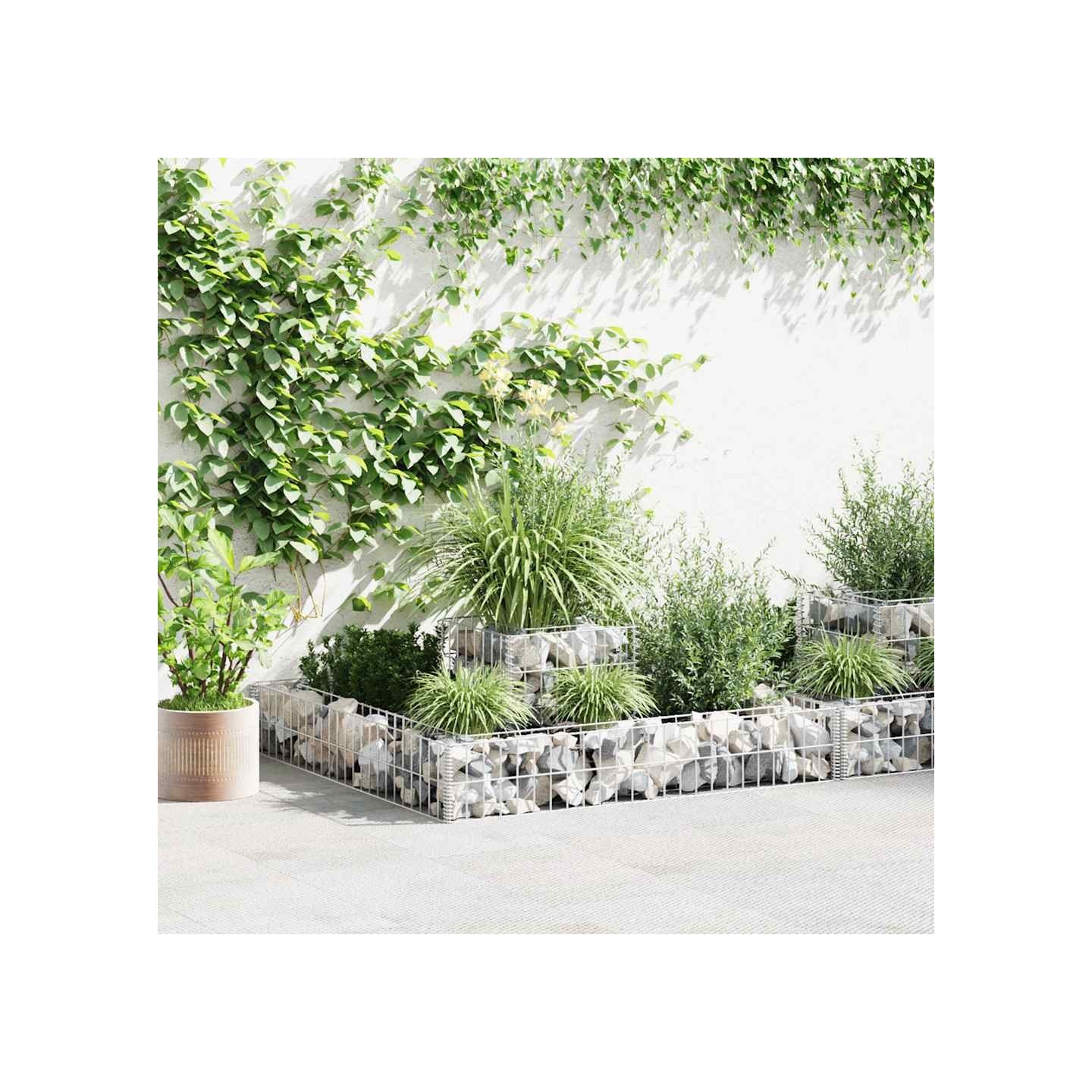 Jardinière en gabion Acier galvanisé 120x120x20 cm