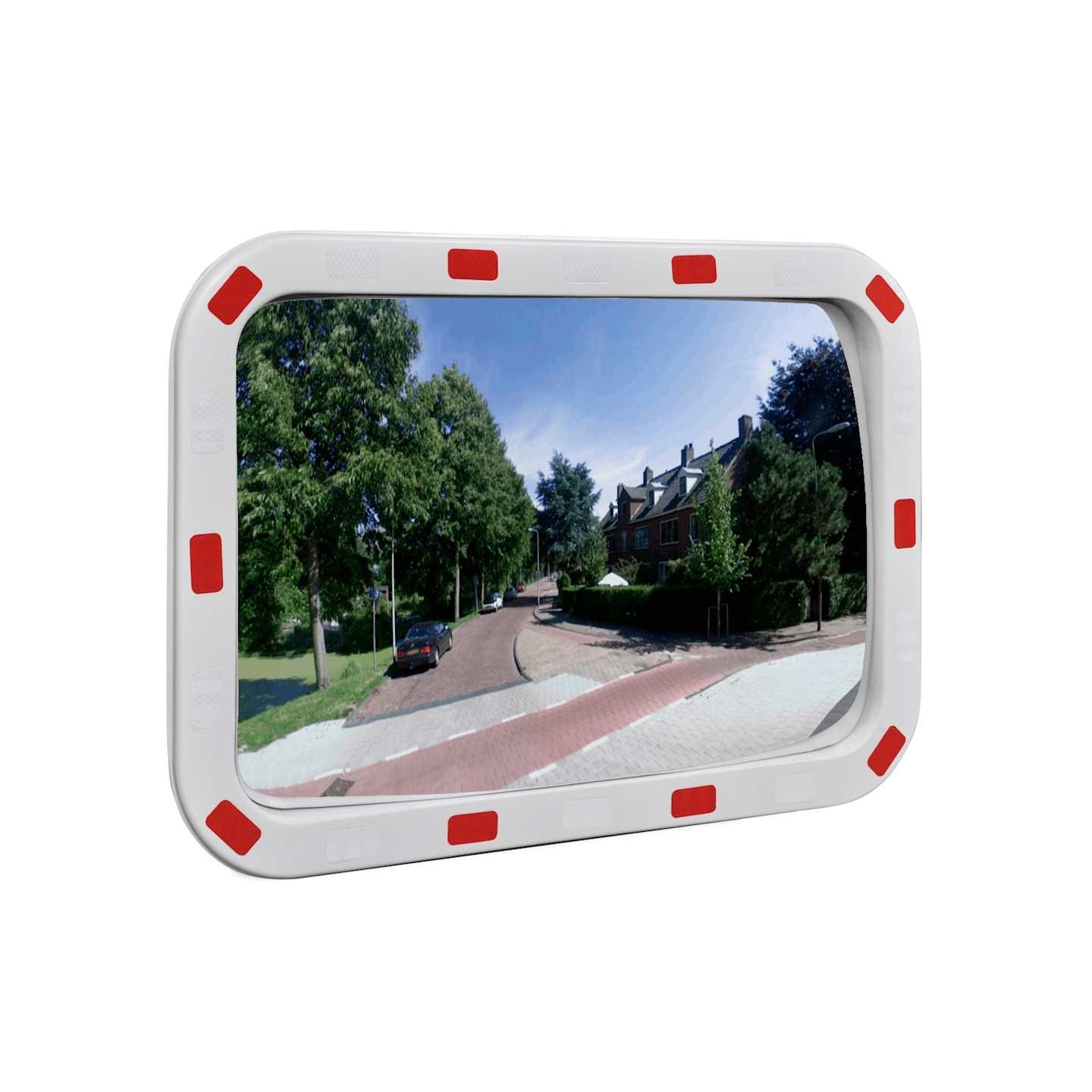 Miroir de trafic convexe rectangulaire 40x60cm avec réflecteurs