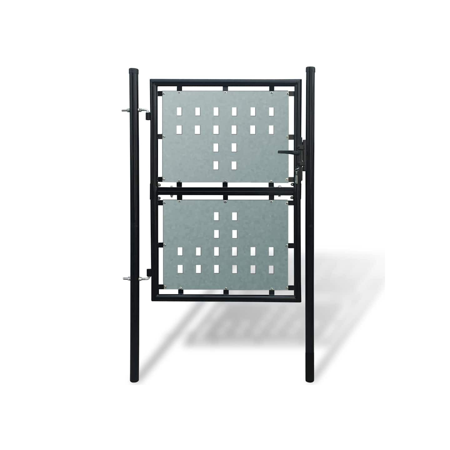 Portail de clôture noir à une porte 100x150 cm