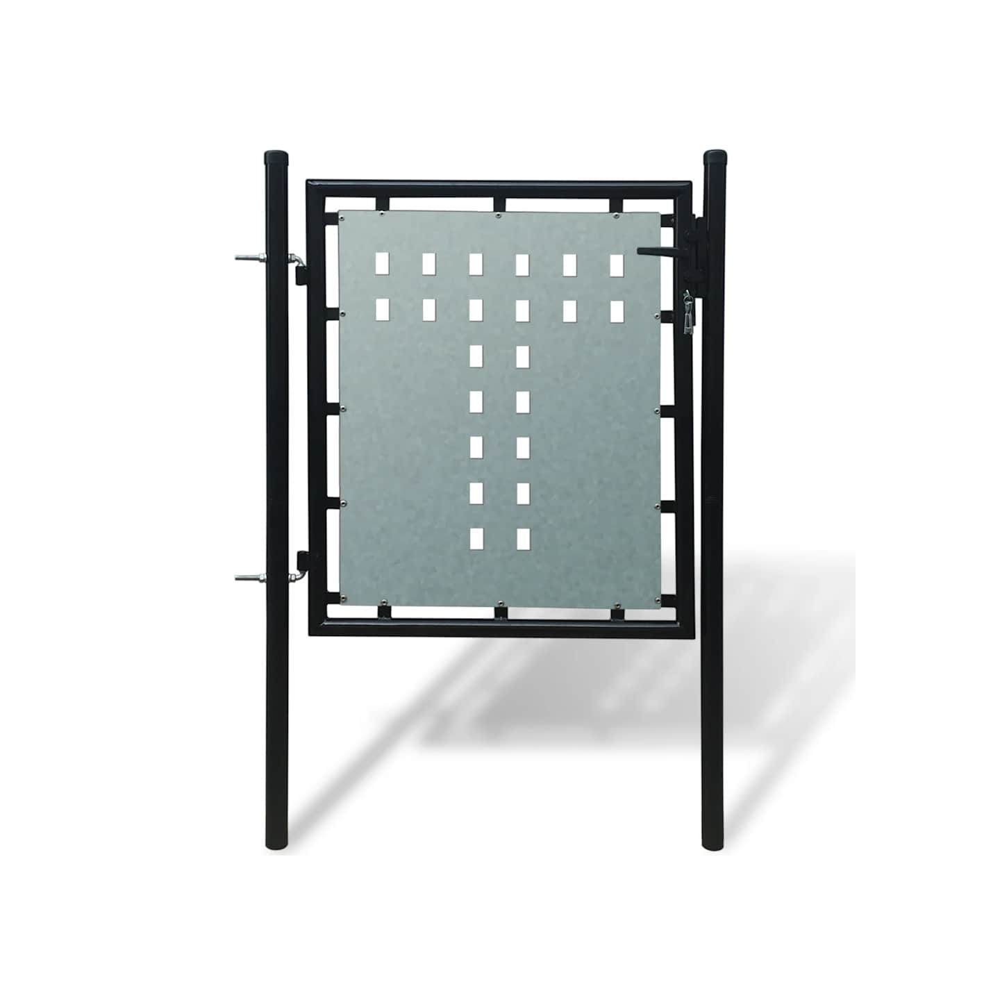 Portail de clôture noir à une porte 100x75 cm