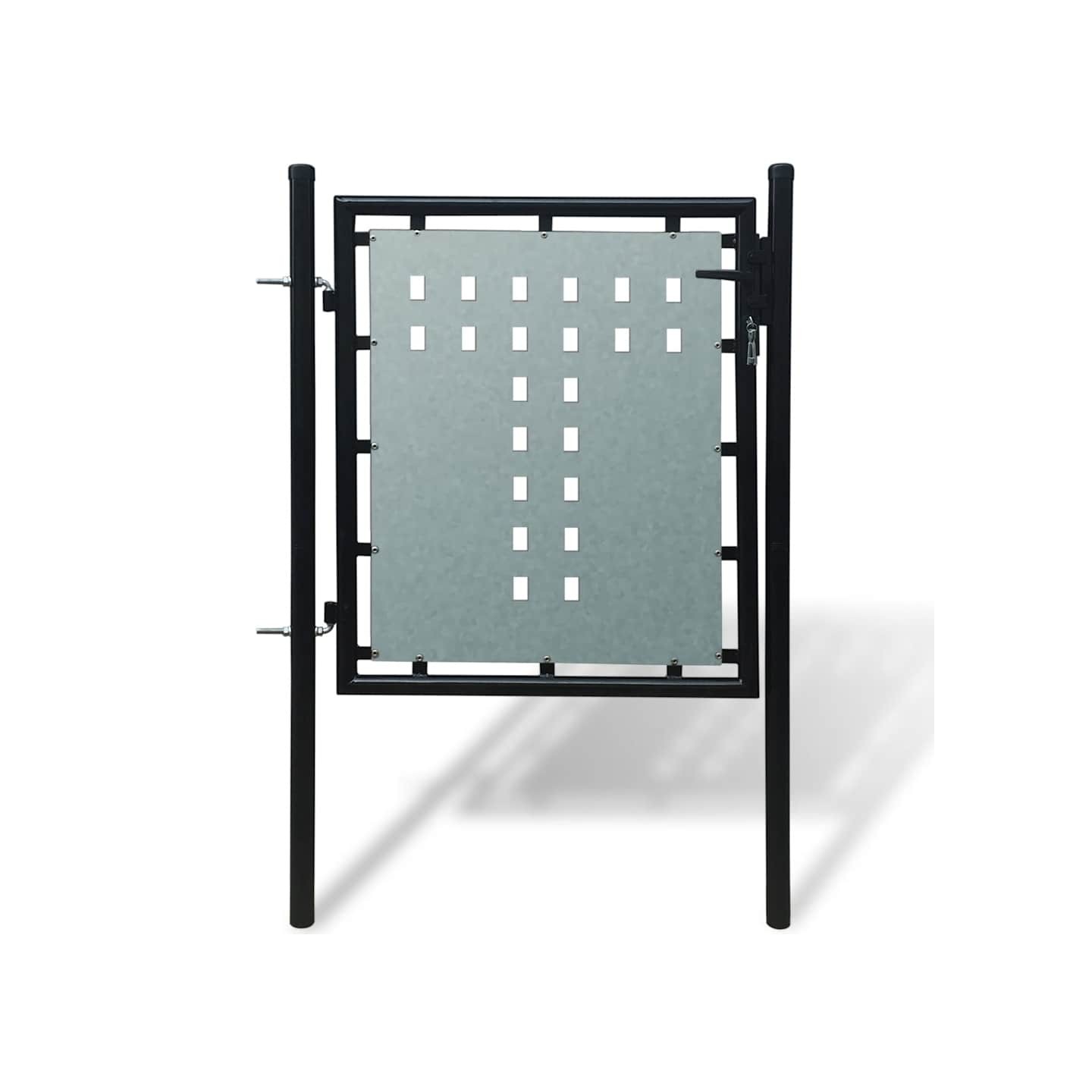 Portail de clôture noir à une porte 100x100 cm