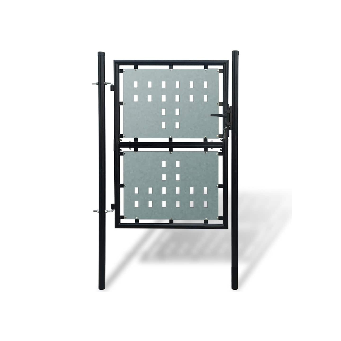 Portail de clôture noir à une porte 100x125 cm