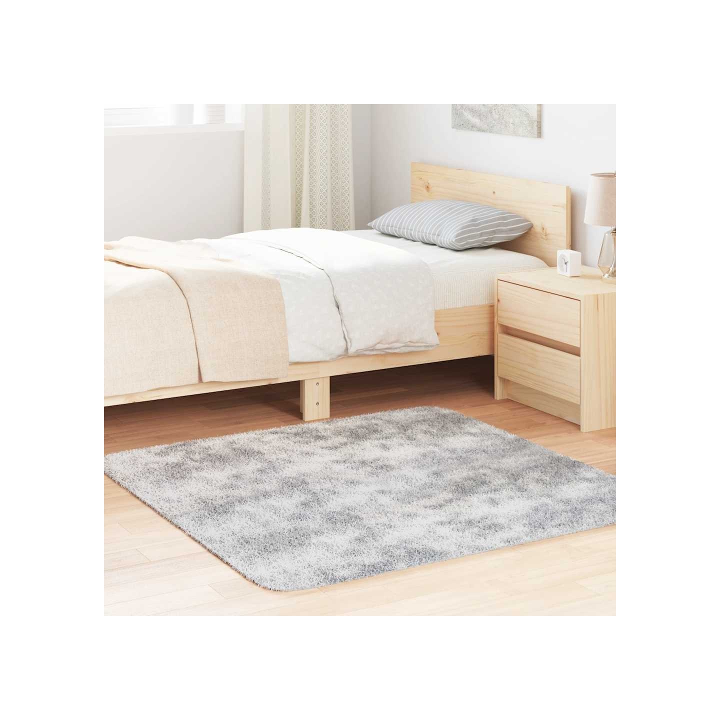 Tapis shaggy à poils longs NAVARRA gris argenté 120x120 cm