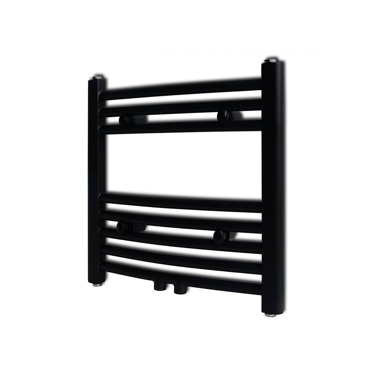 Sèche-serviettes eau chaude à rails incurvés noir 480 x 480 mm